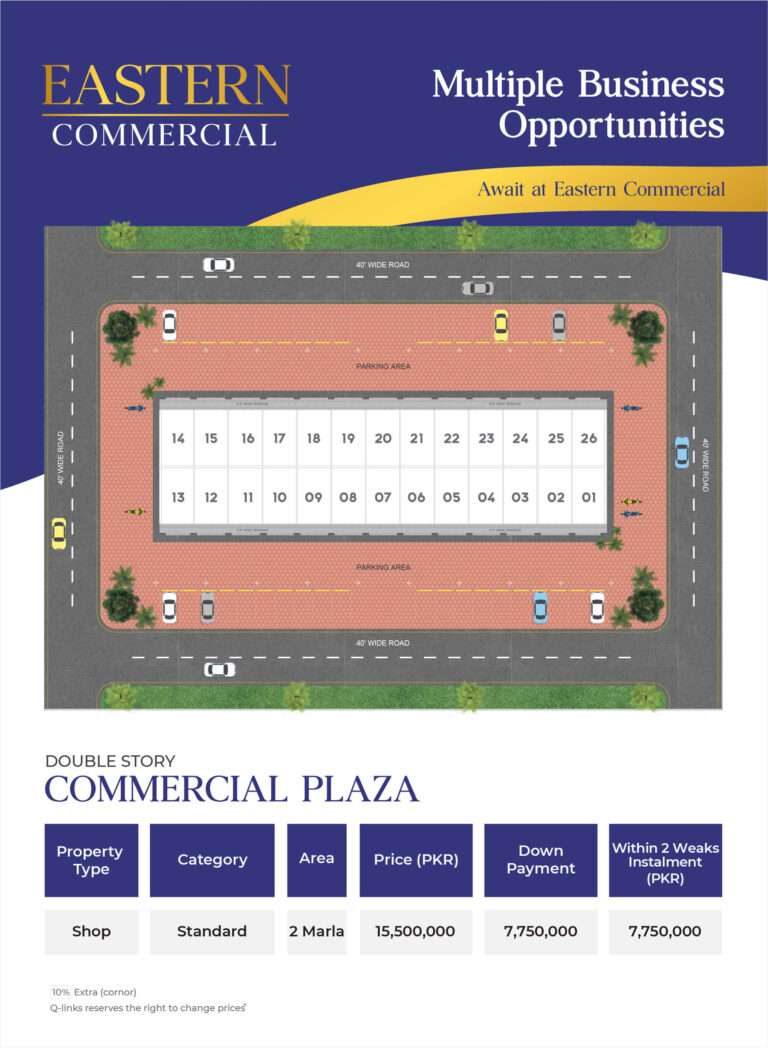 q links eastern commercial bahria orchard lahore payment plan