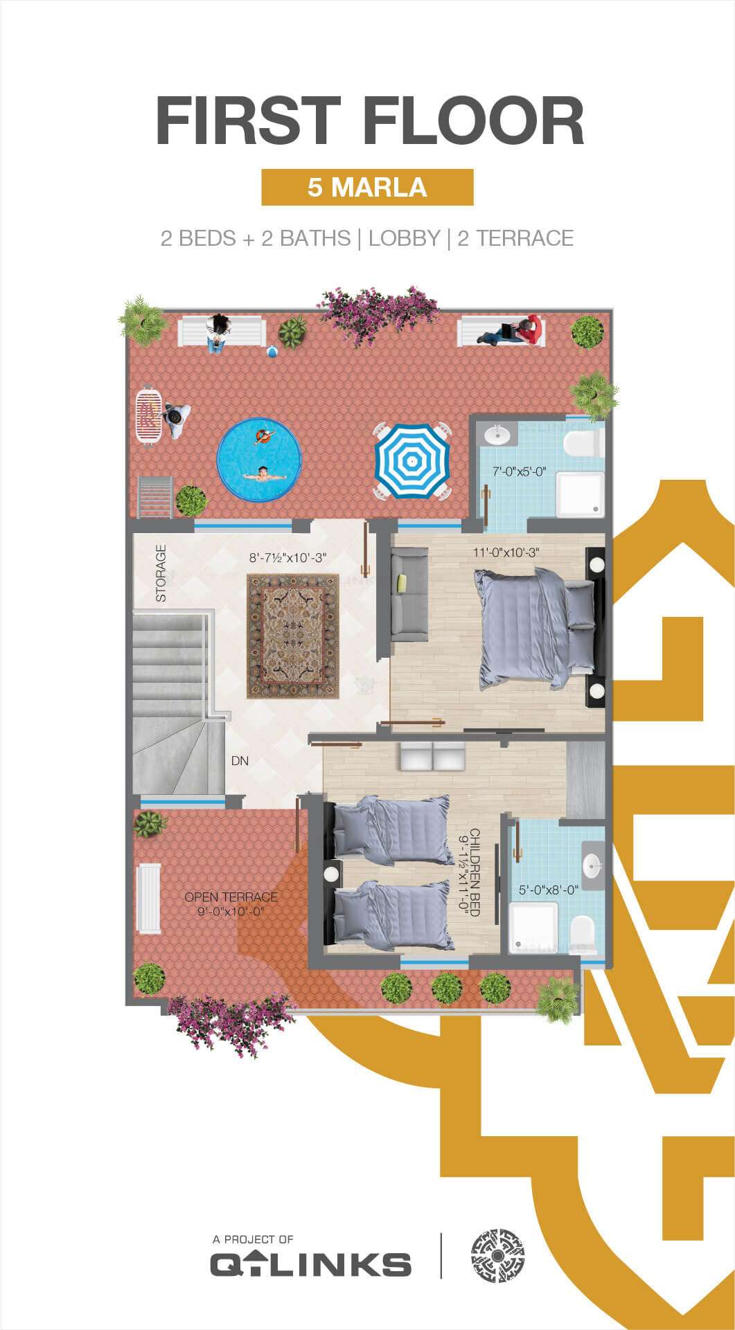 q links eastern villas bahria orchard lahore first floor plan