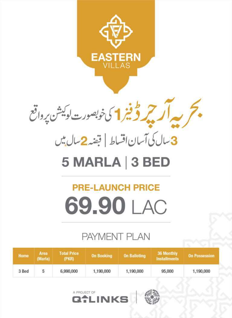 q links eastern villas bahria orchard lahore payment plan