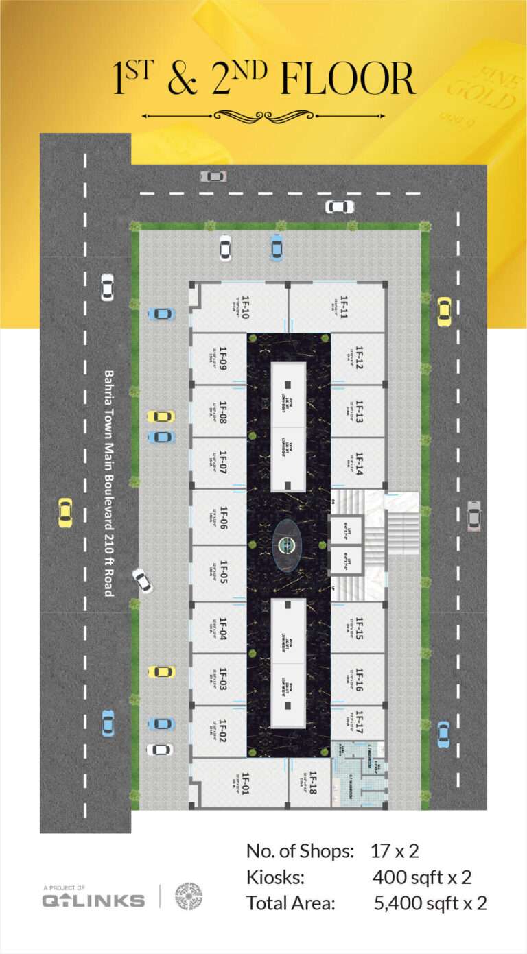 Q Links The Gold Souq Bahria Town Lahore 1st To 2nd Floor Plan